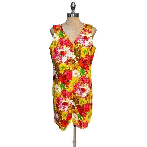 Talbots Womens Petite Sleeveless Floral Sheath Dress 14P Petite - Picture 1 of 5